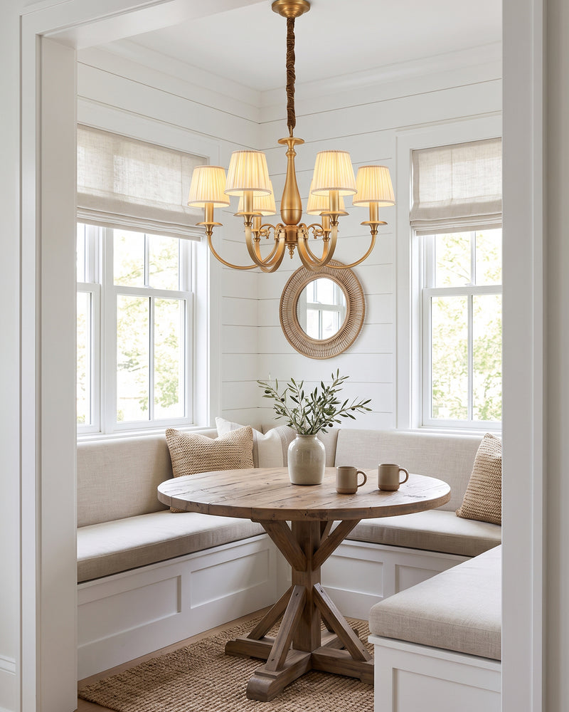 Pleated Brass Chandelier