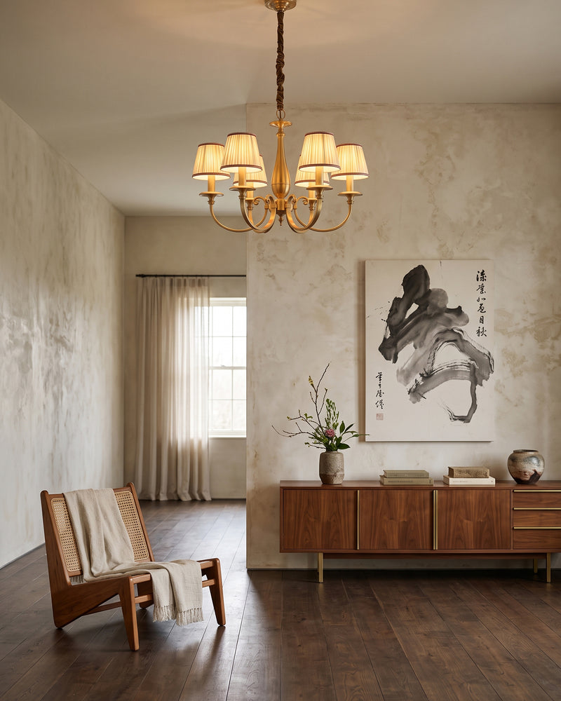 Pleated Brass Chandelier