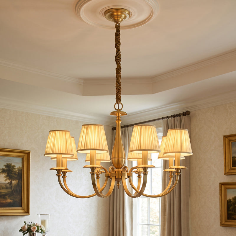 Pleated Brass Chandelier