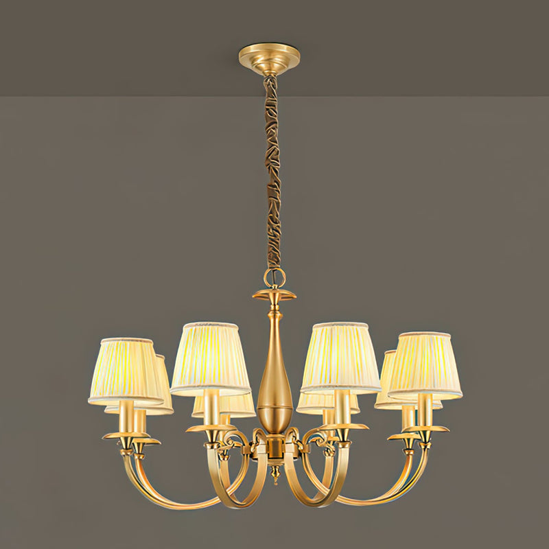 Pleated Brass Chandelier
