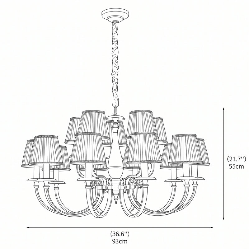 Pleated Brass Chandelier