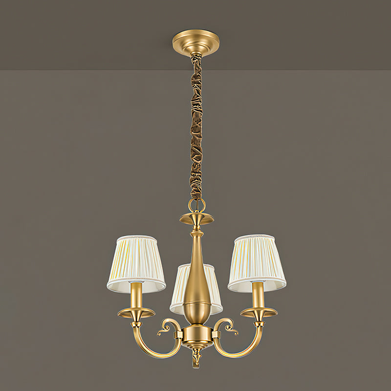 Pleated Brass Chandelier
