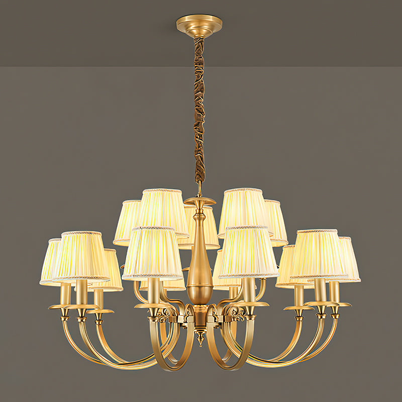 Pleated Brass Chandelier