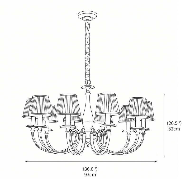 Pleated Brass Chandelier