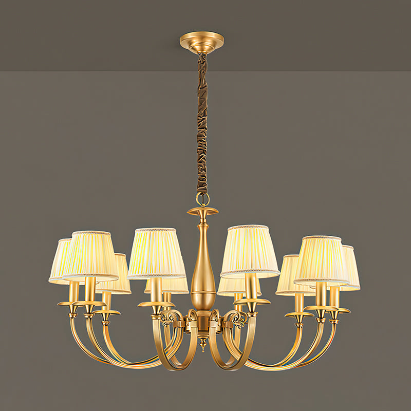 Pleated Brass Chandelier