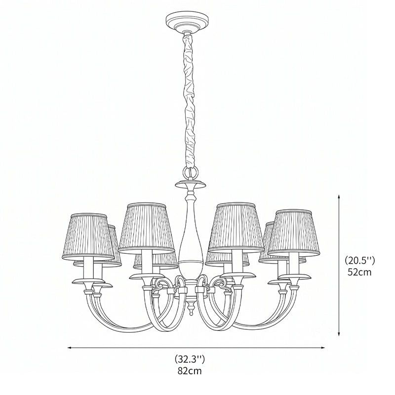 Pleated Brass Chandelier