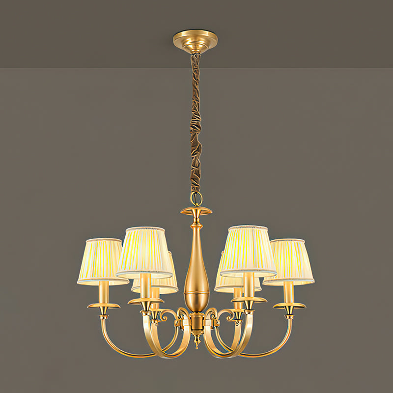 Pleated Brass Chandelier