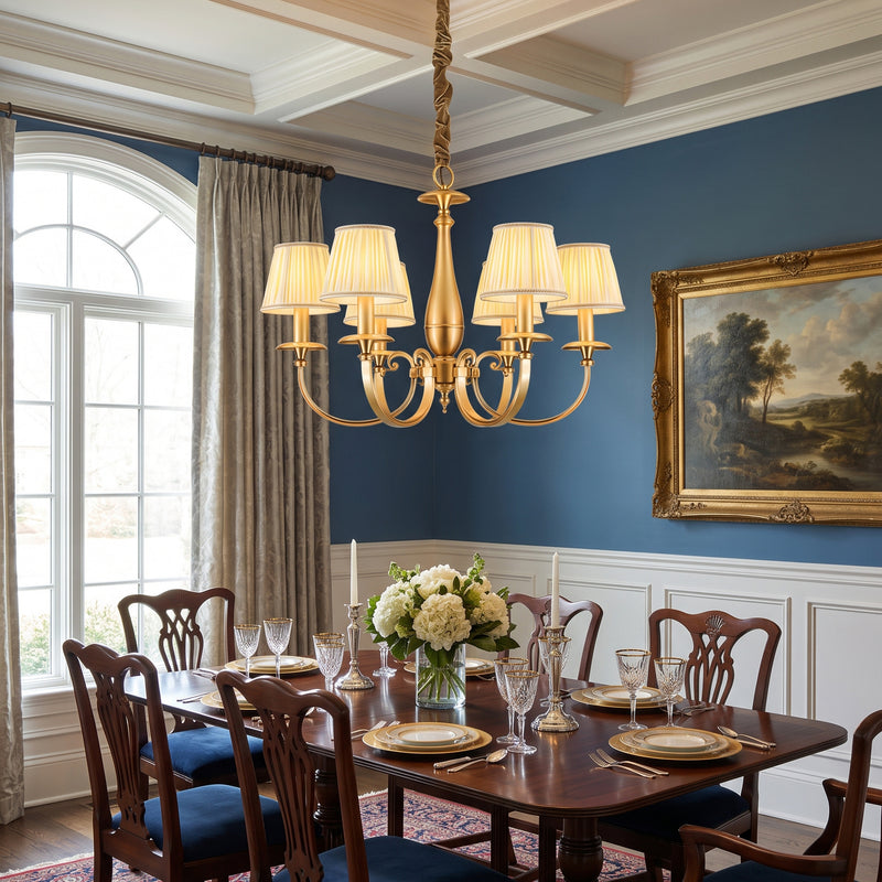 Pleated Brass Chandelier
