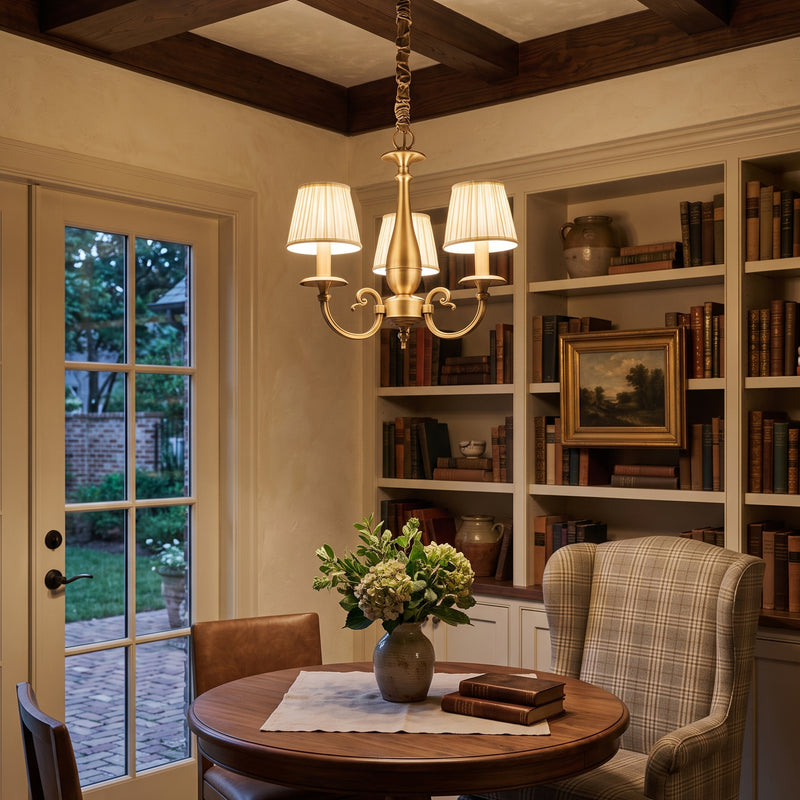 Pleated Brass Chandelier