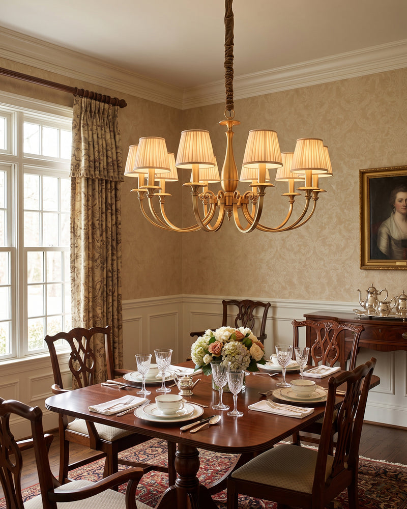 Pleated Brass Chandelier