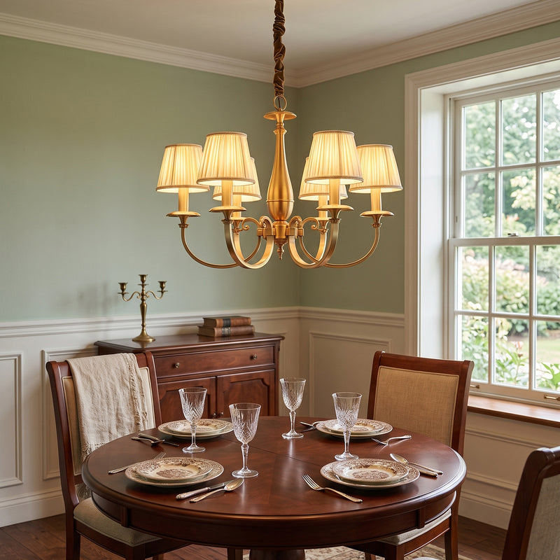 Pleated Brass Chandelier