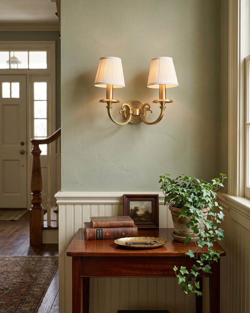 Pleated Brass Wall Sconce