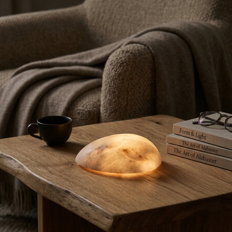 Rhea  Alabaster Tabel Lamp (Built-in Battery)