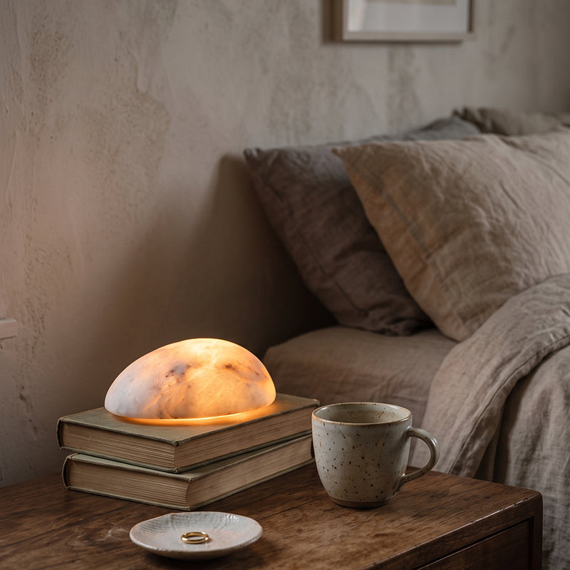 Rhea  Alabaster Tabel Lamp (Built-in Battery)