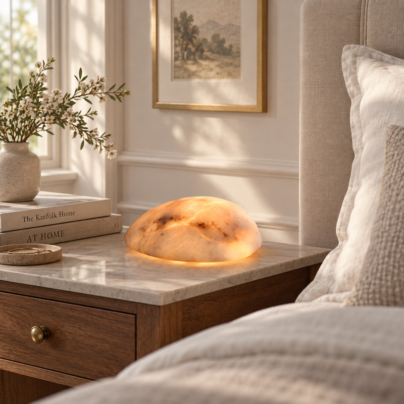 Rhea  Alabaster Tabel Lamp (Built-in Battery)