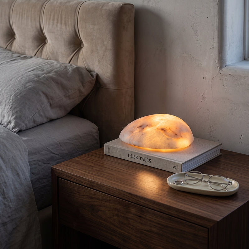 Rhea  Alabaster Tabel Lamp (Built-in Battery)
