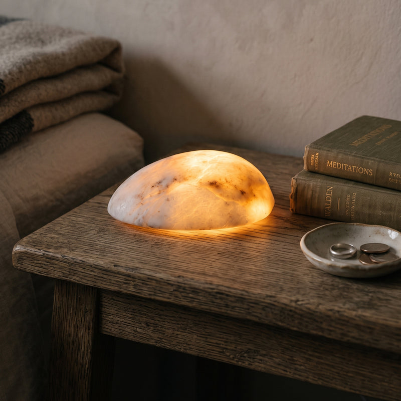 Rhea  Alabaster Tabel Lamp (Built-in Battery)