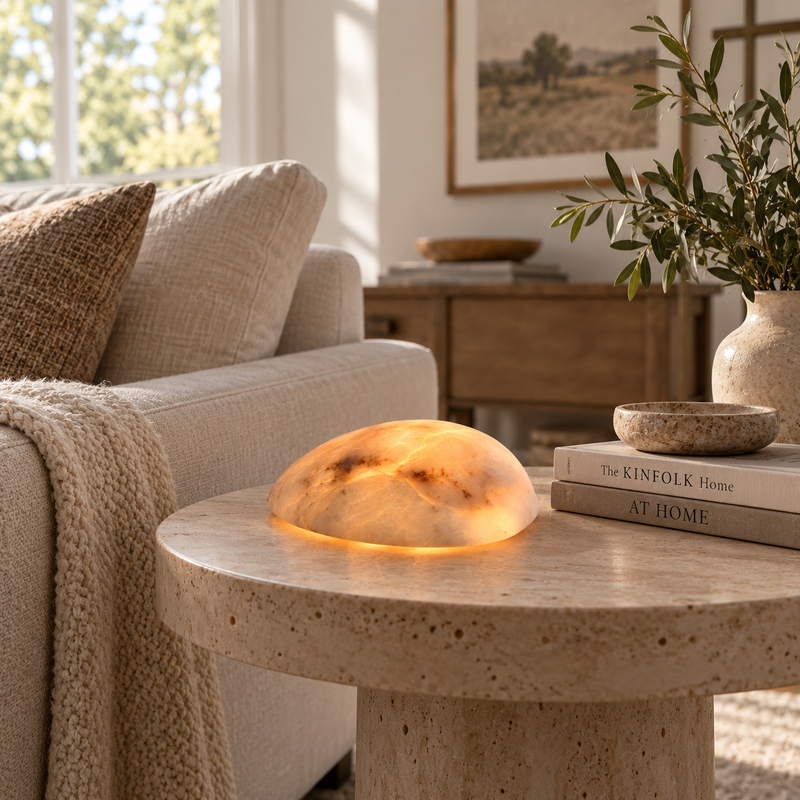 Rhea  Alabaster Tabel Lamp (Built-in Battery)