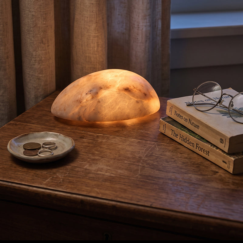 Rhea  Alabaster Tabel Lamp (Built-in Battery)