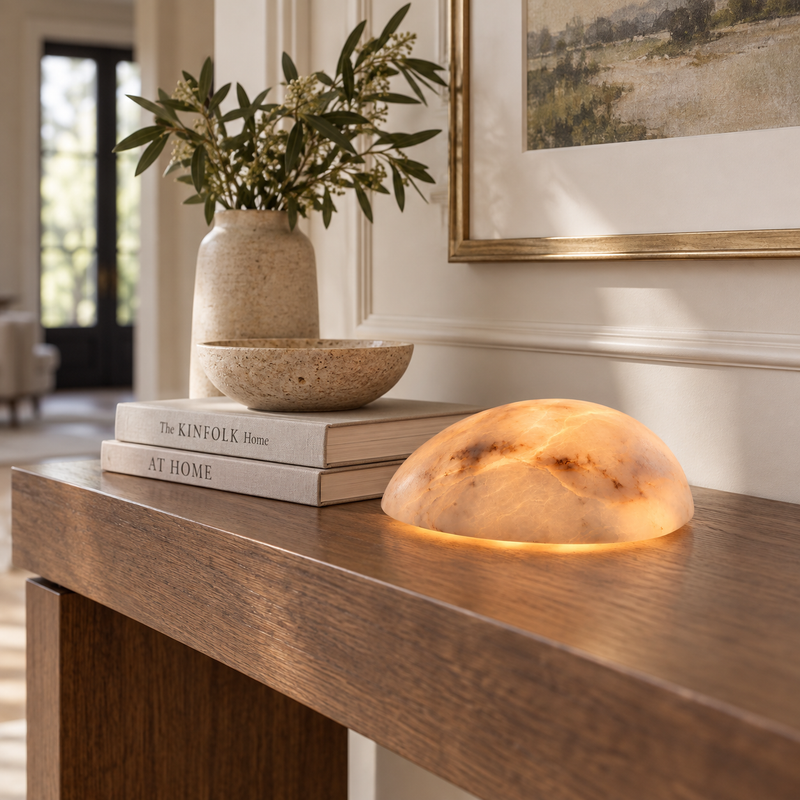 Rhea  Alabaster Tabel Lamp (Built-in Battery)