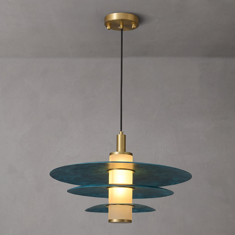 Rhodes Patinated Disc Pendant Lamp