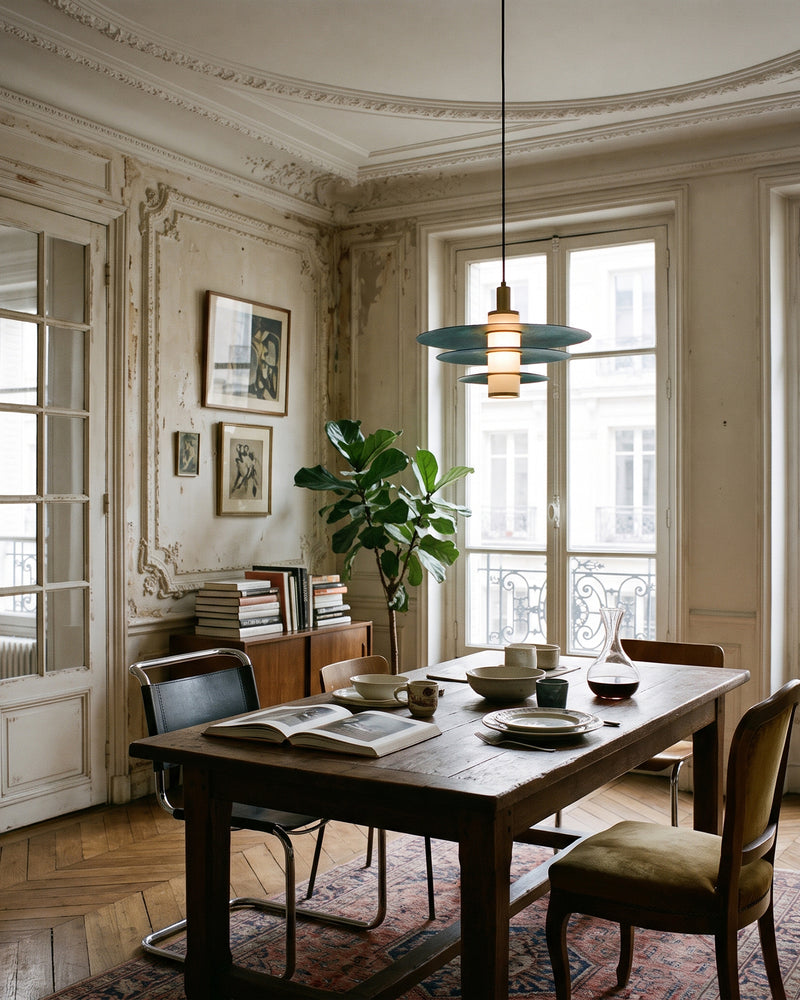 Rhodes Patinated Disc Pendant Lamp