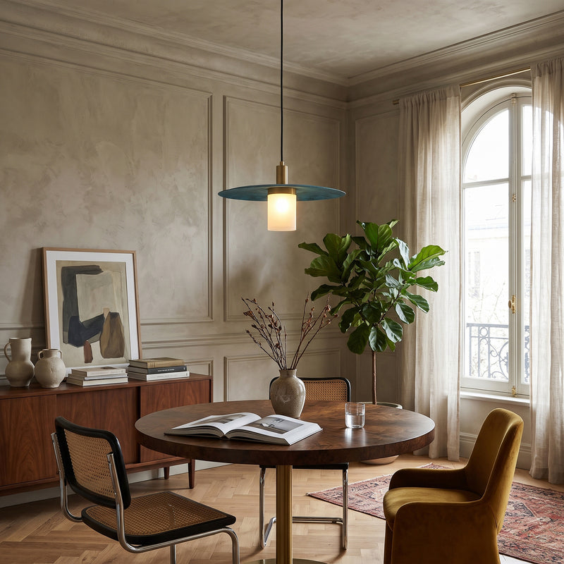 Rhodes Patinated Disc Pendant Lamp