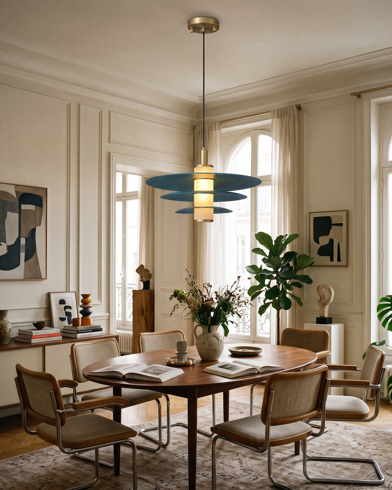 Rhodes Patinated Disc Pendant Lamp