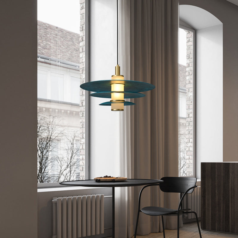 Rhodes Patinated Disc Pendant Lamp