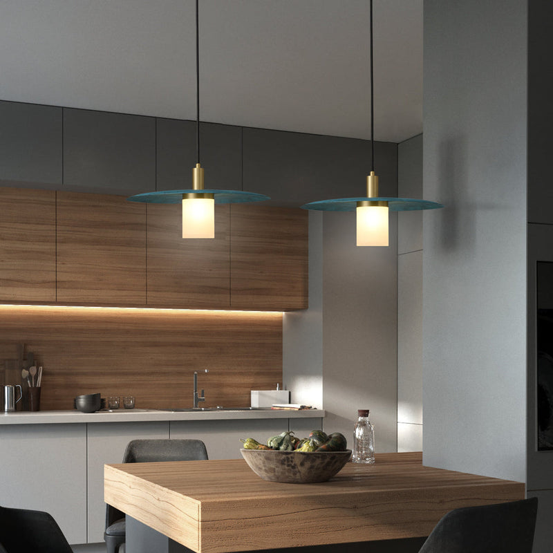 Rhodes Patinated Disc Pendant Lamp