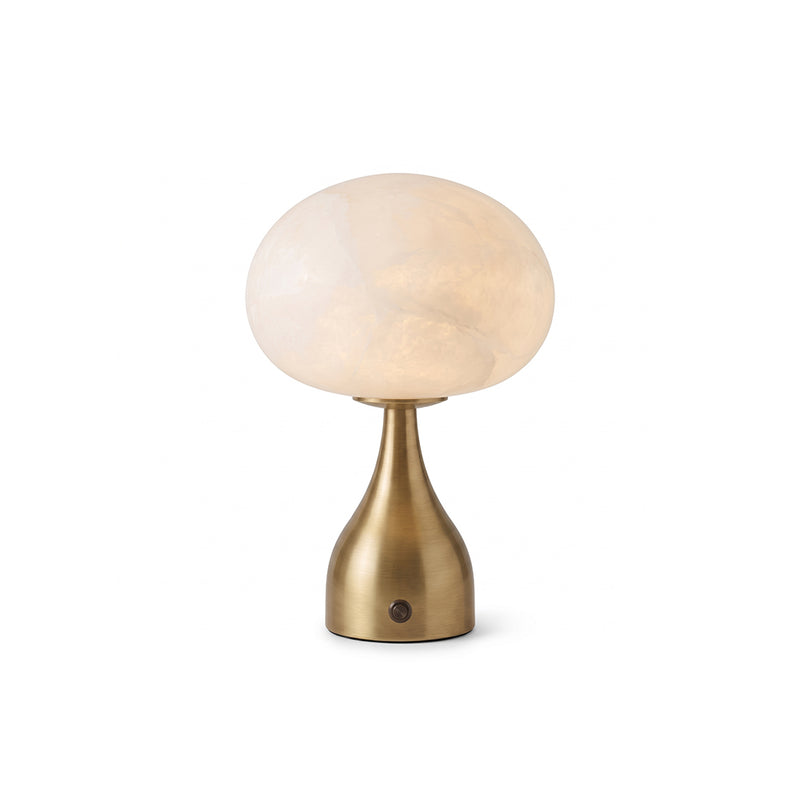 Ribbed Globe Alabaster Table Lamp