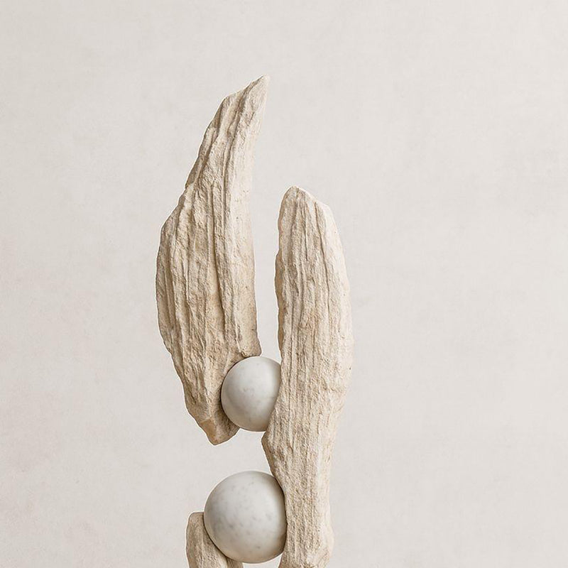 Sculptural Cement Globe Floor Lamp