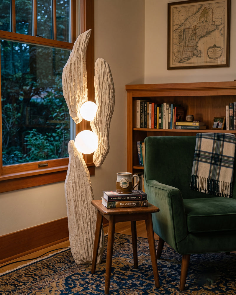 Sculptural Cement Globe Floor Lamp
