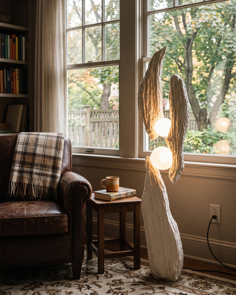 Sculptural Cement Globe Floor Lamp