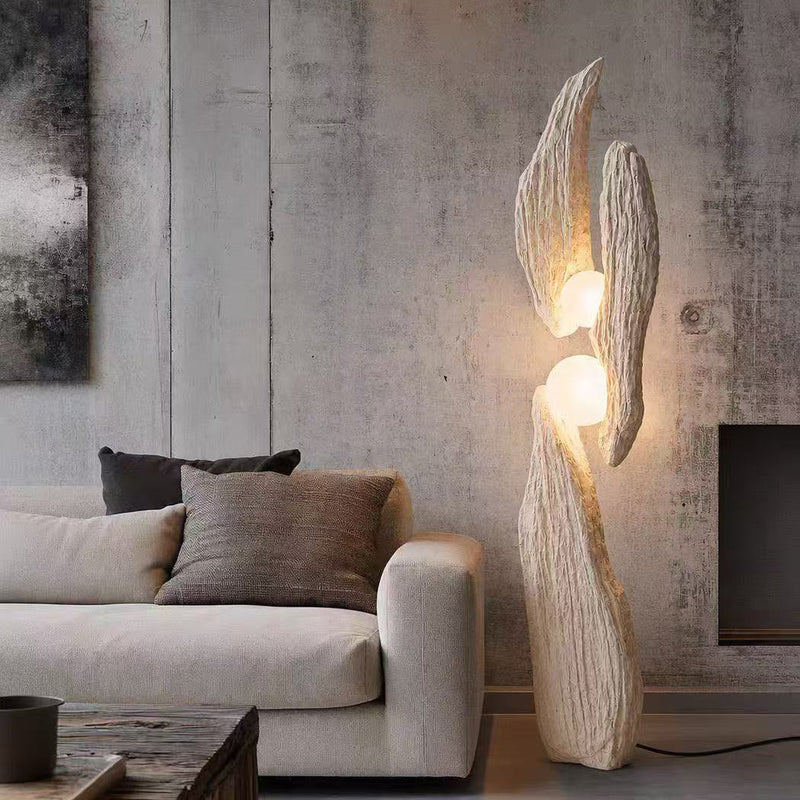Sculptural Cement Globe Floor Lamp