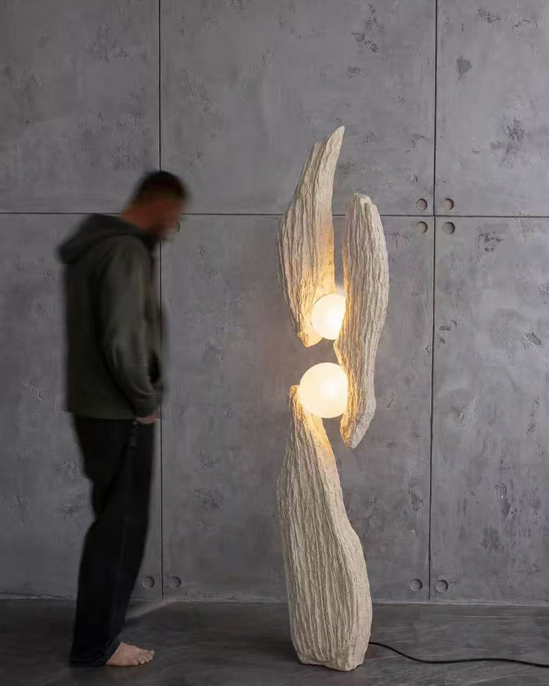 Sculptural Cement Globe Floor Lamp