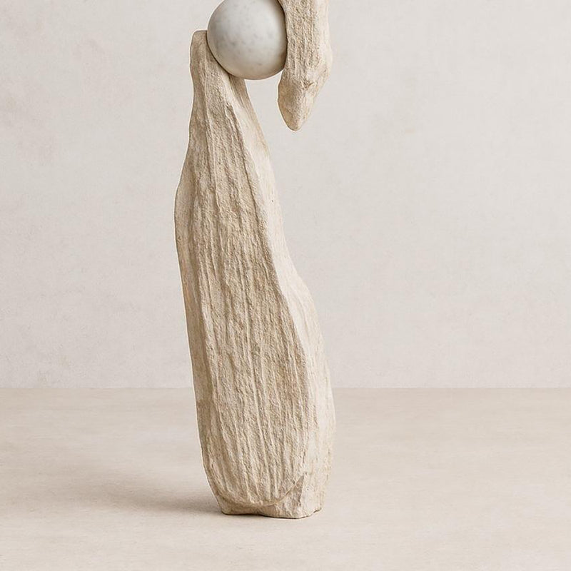 Sculptural Cement Globe Floor Lamp
