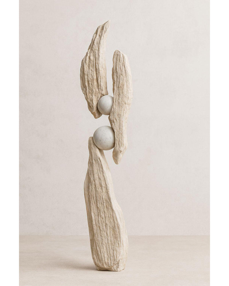 Sculptural Cement Globe Floor Lamp