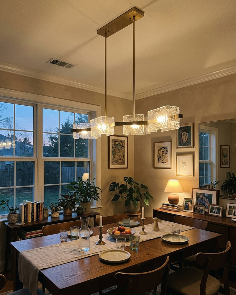Sutton Polygonal Glass Linear Chandelier
