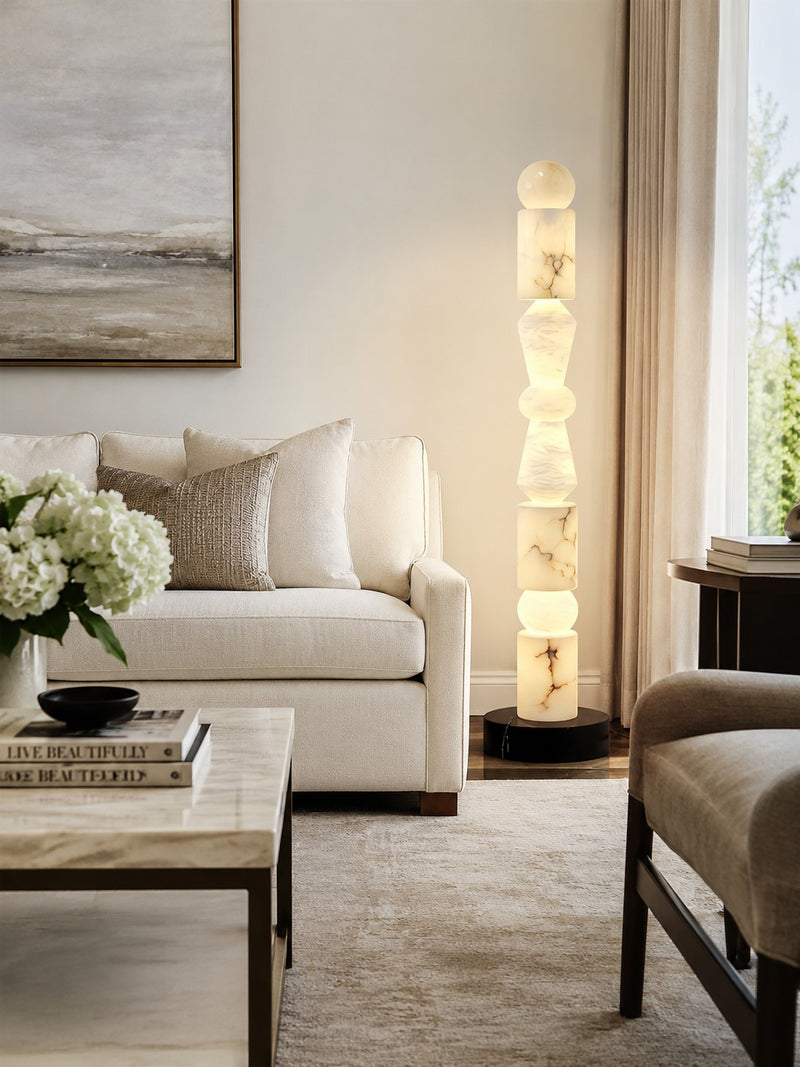 Totema Sculptural Marble Floor Lamp