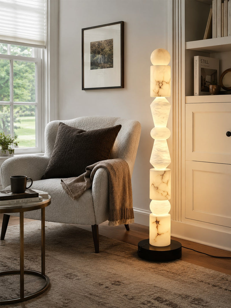 Totema Sculptural Marble Floor Lamp