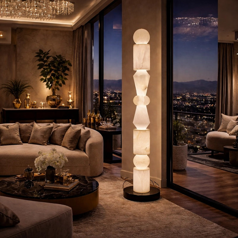 Totema Sculptural Marble Floor Lamp
