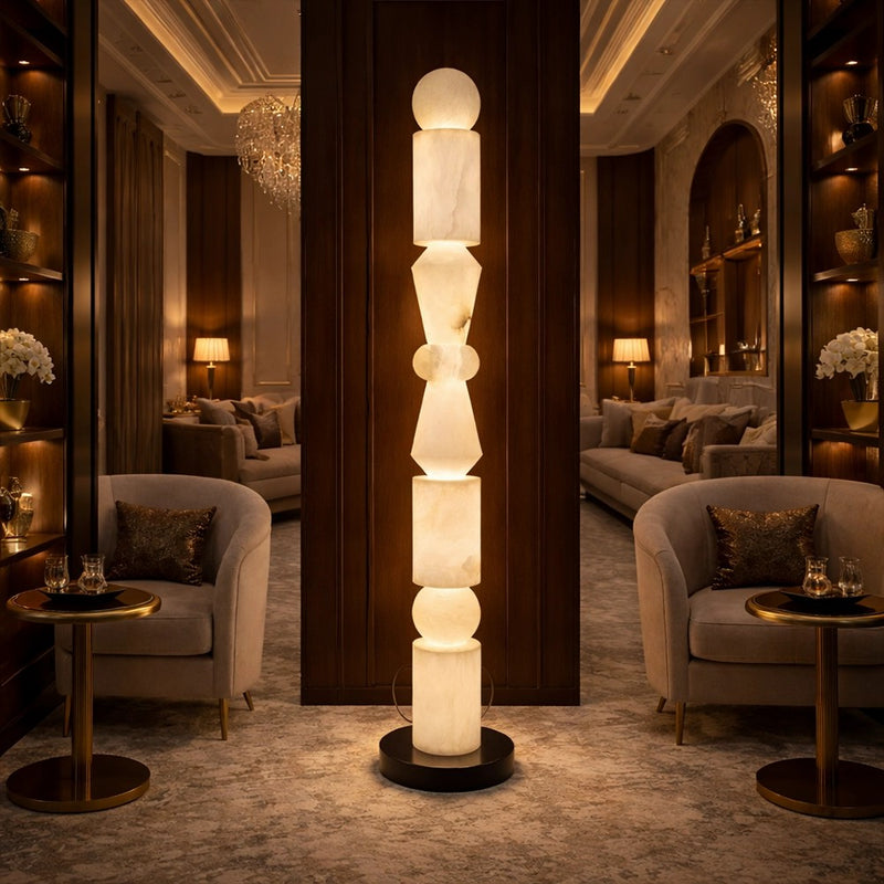 Totema Sculptural Marble Floor Lamp