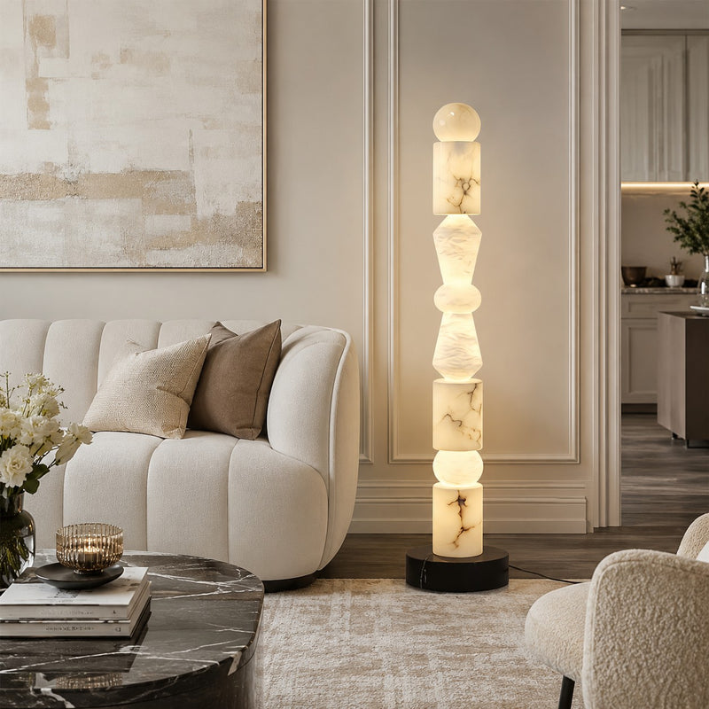 Totema Sculptural Marble Floor Lamp