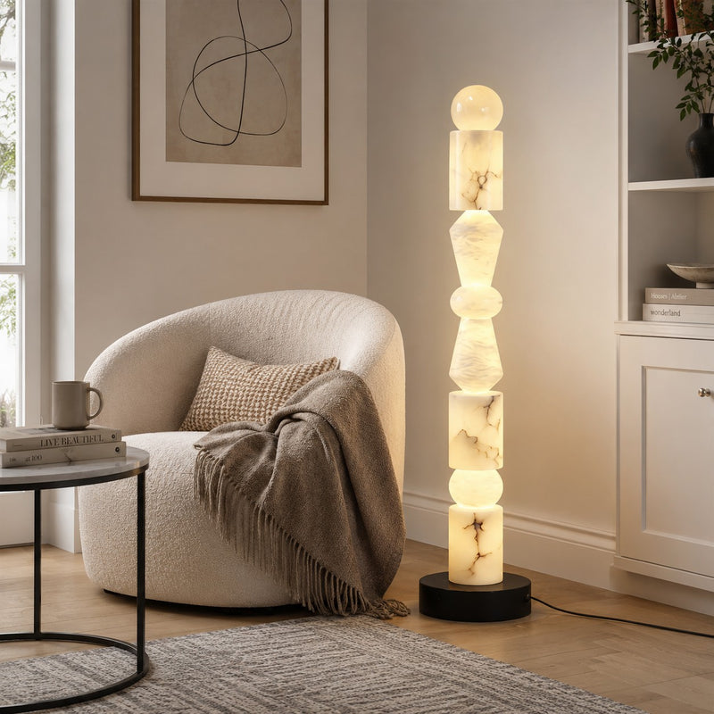 Totema Sculptural Marble Floor Lamp