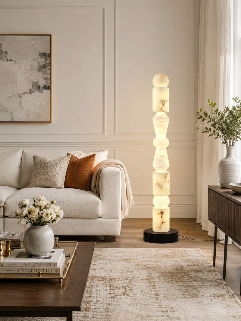Totema Sculptural Marble Floor Lamp