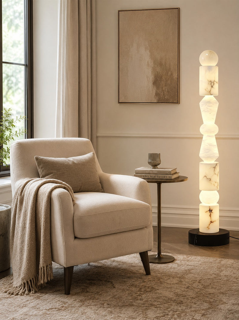 Totema Sculptural Marble Floor Lamp