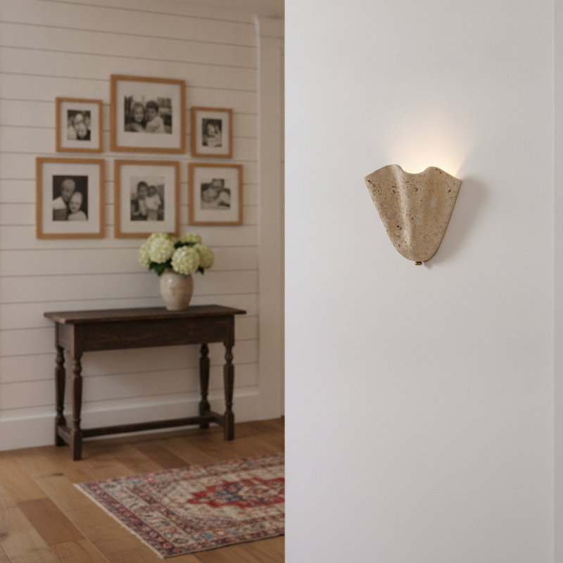 Valen Fluted Travertine Wall Sconce