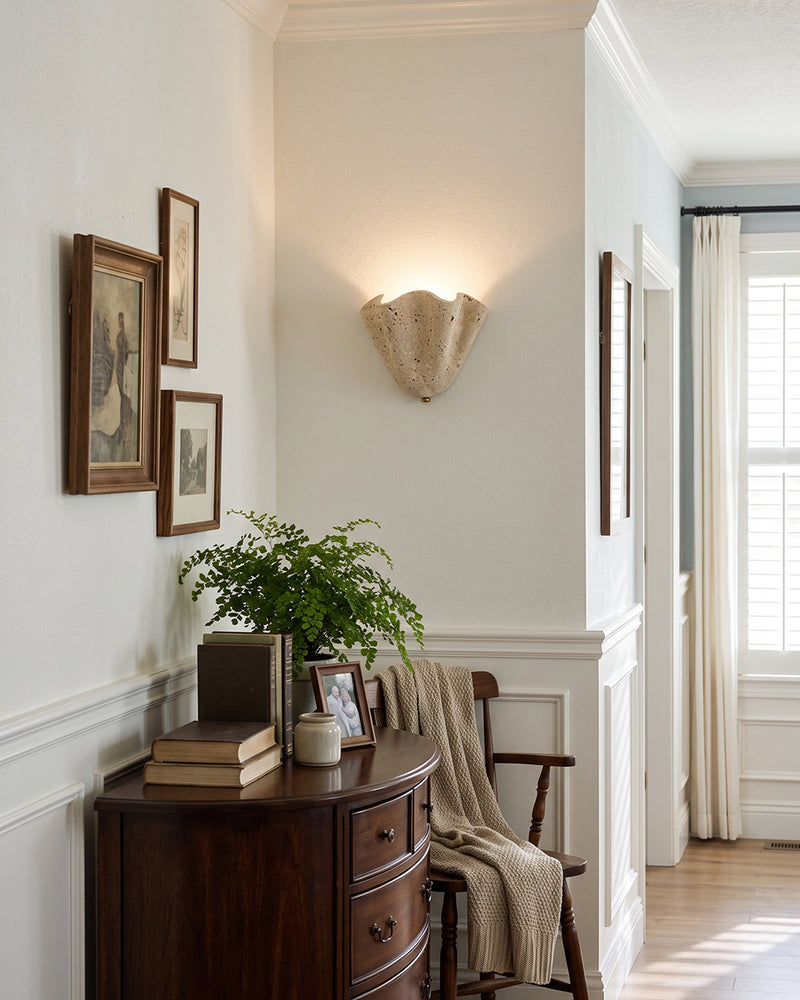 Valen Fluted Travertine Wall Sconce