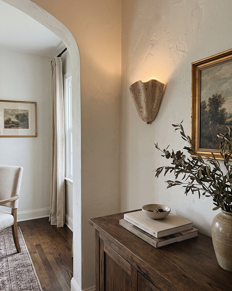 Valen Fluted Travertine Wall Sconce